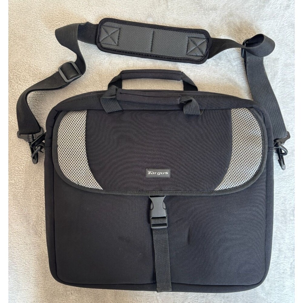 Laptop Case Messenger Bag TARGUS Neoprene Padded Black 15x13x2 w/ Shoulder Strap